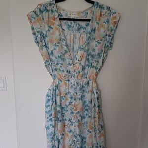 Cloth & Stone Blue and Orange Midi Dress